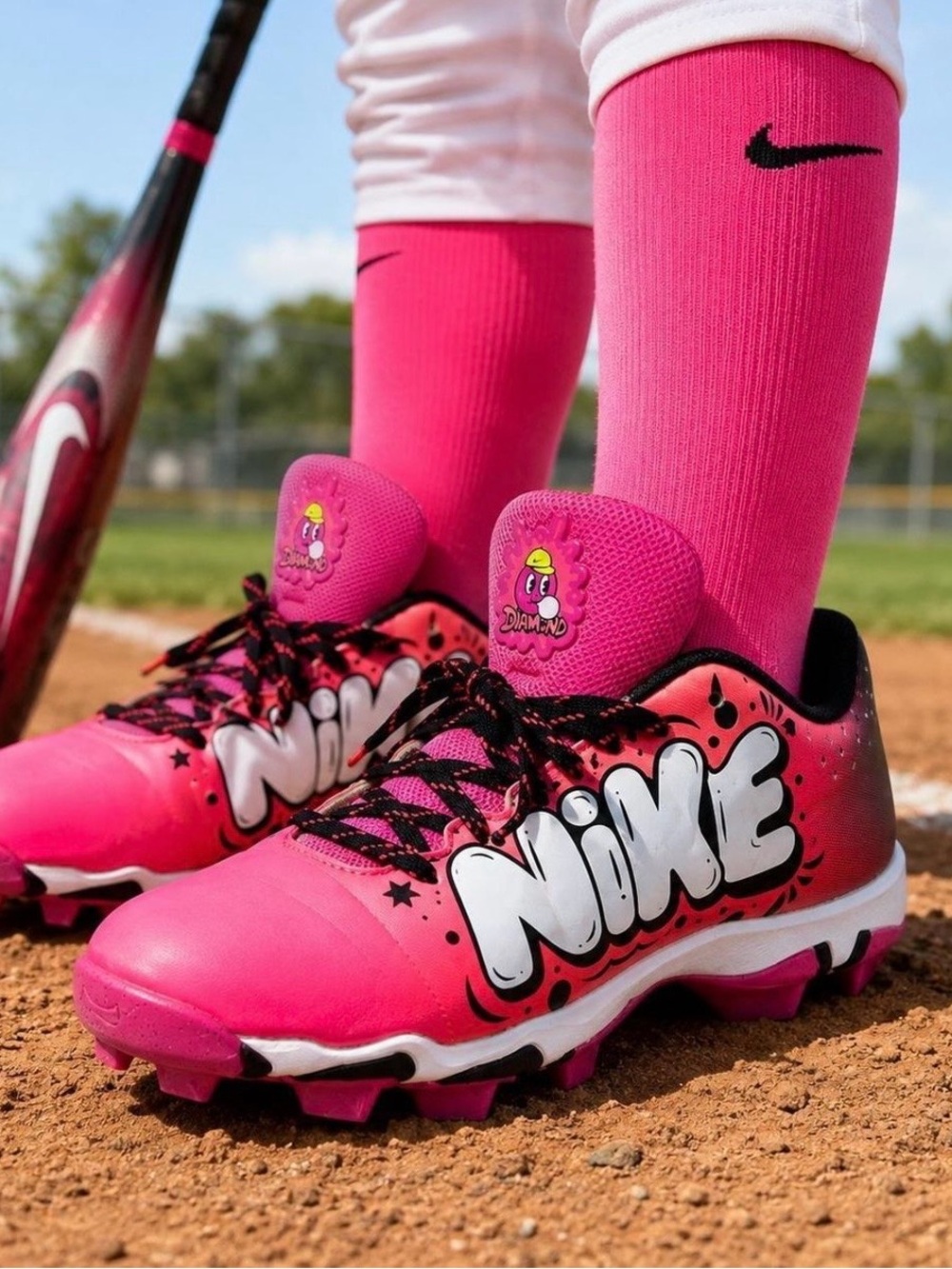Nike Kids Pink Graphic Softball/Baseball Cleats